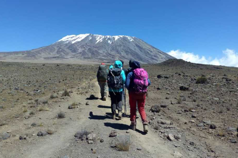 Tourist hiking Kilimanjaro